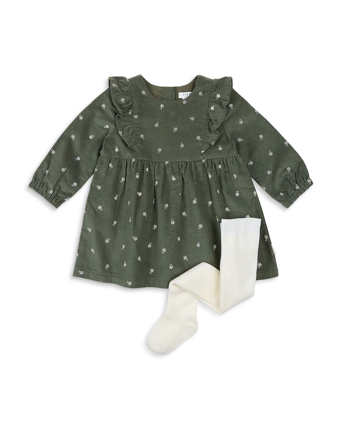 Firsts by petit lem Girls' Sweet Floral Corduroy Dress & Footed Tights Set - Baby