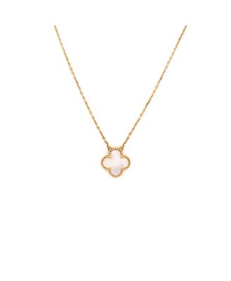  Vintage Alhambra Pendant Necklace 18K Gold and Mother of Pearl, 16.5"