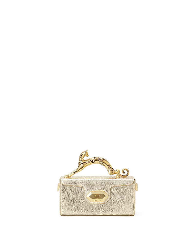Lanvin Pencil Cat Nano Bag In Crackled Metallic Leather