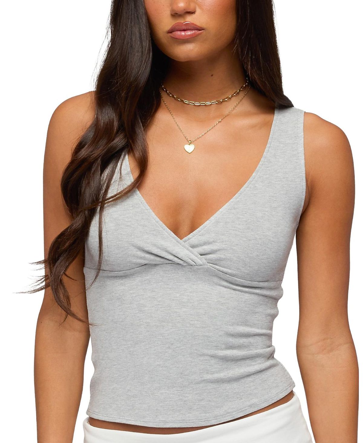 Edikted Lalisa V Neck Ribbed Tank Top
