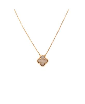  Vintage Alhambra Pendant Necklace 18K Rose Gold and Grey Mother of Pearl, 16.5"