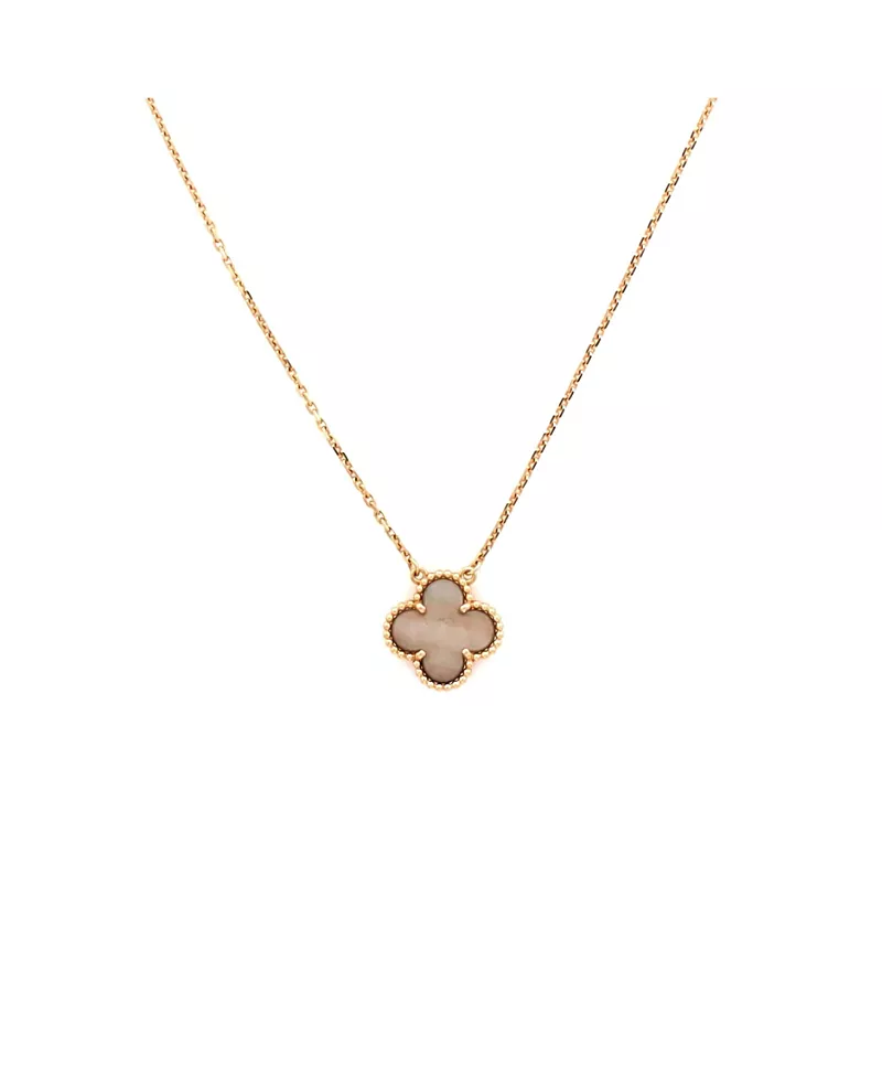 Pre-Owned Van Cleef & Arpels Vintage Alhambra Pendant Necklace 18K Rose Gold and Grey Mother of Pearl, 16.5