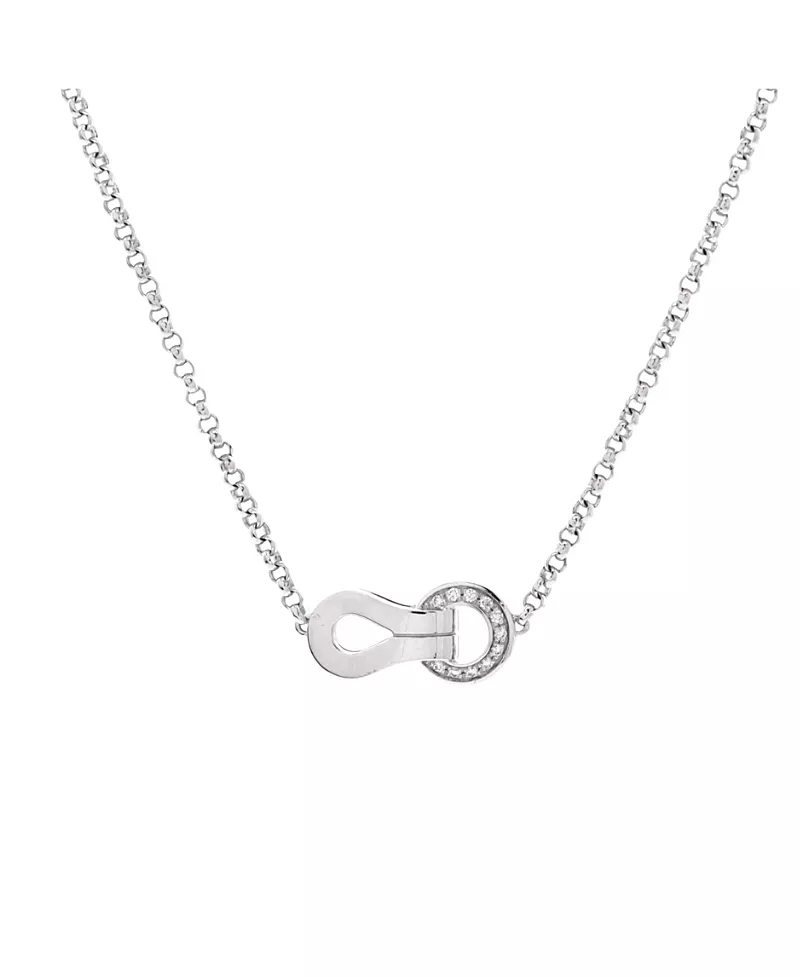 Pre-Owned Cartier Agrafe Pendant Necklace 18K White Gold with Diamonds, 15.75