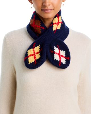 Guest in Residence Argyle Wool & Cashmere Bow Scarf