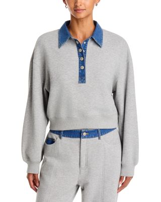 Cinq a Sept Corenna Denim Collar Pullover Sweatshirt