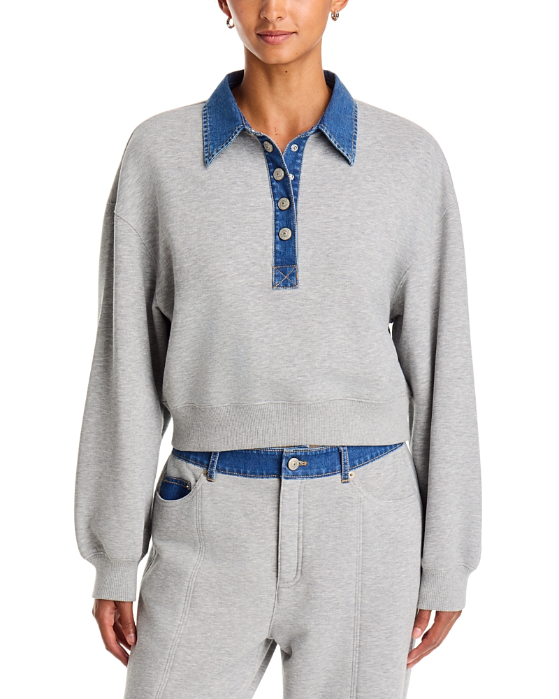Cinq a Sept Corenna Denim Collar Pullover Sweatshirt