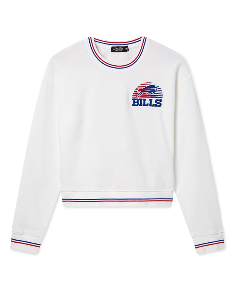 Junk Food Clothing Women's Buffalo Bills Cropped Striped Rib Fleece
