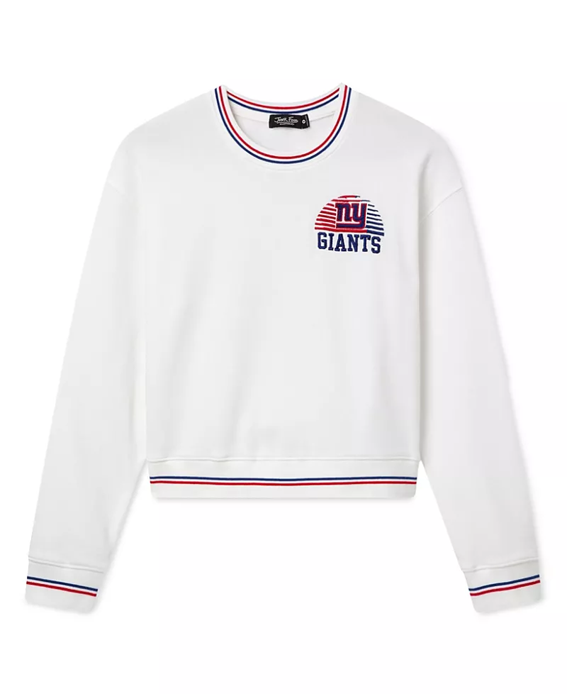 Junk Food Clothing Women's New York Giants Cropped Striped Rib Fleece