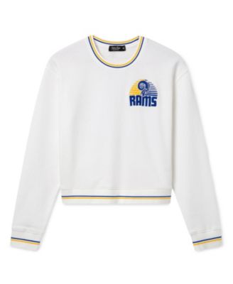 Junk Food Clothing Women's Los Angeles Rams Cropped Striped Rib Fleece