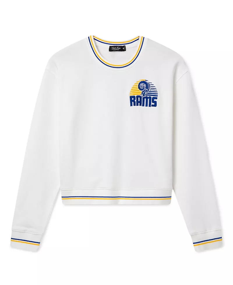 Junk Food Clothing Women's Los Angeles Rams Cropped Striped Rib Fleece