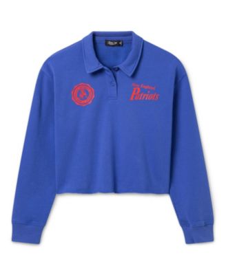Junk Food Clothing Women's New England Patriots Polo Crop Fleece