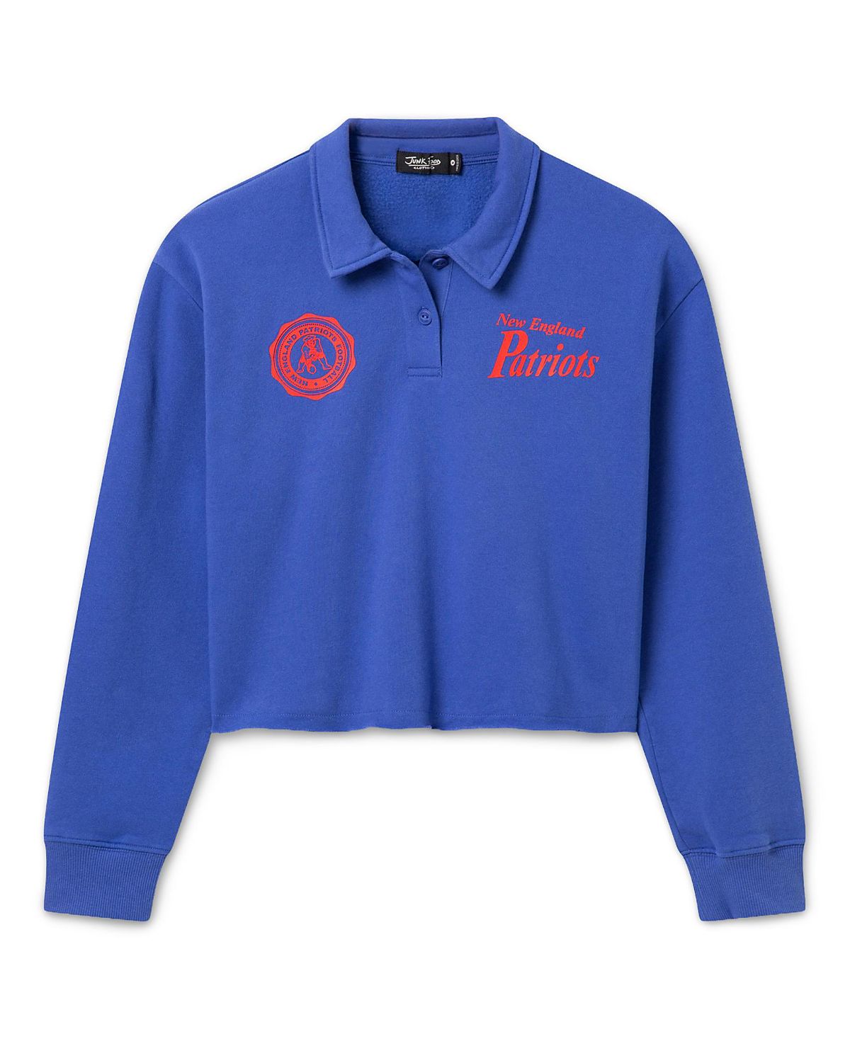 Junk Food Clothing Women's New England Patriots Polo Crop Fleece