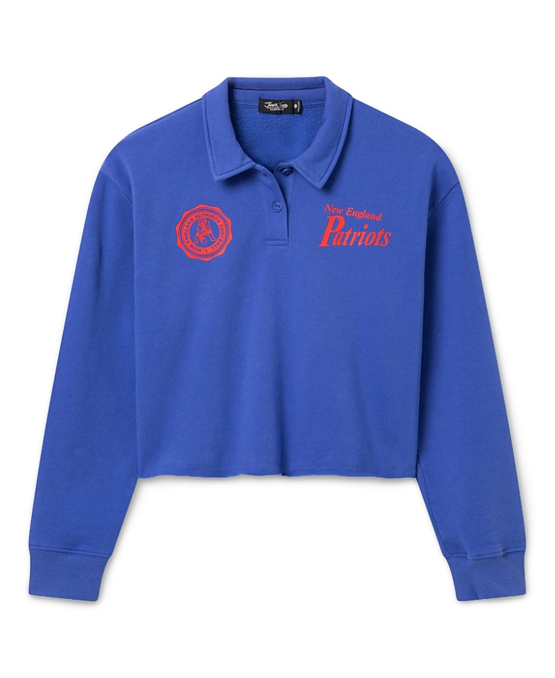 Junk Food Clothing Women's New England Patriots Polo Crop Fleece