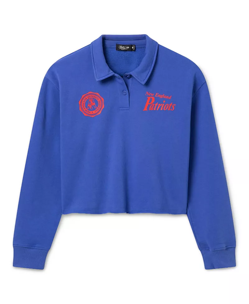 Junk Food Clothing Women's New England Patriots Polo Crop Fleece