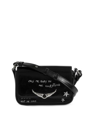 Le Zazi Graffiti Vintage Leather Shoulder Bag