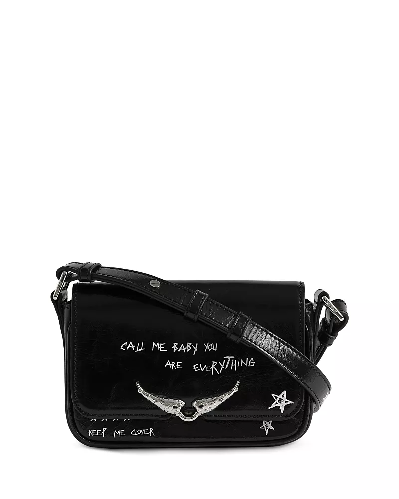 Zadig & Voltaire Le Zazi Graffiti Vintage Leather Shoulder Bag