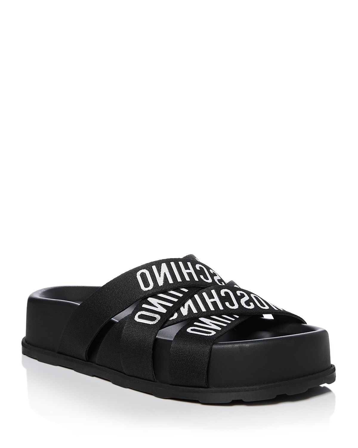 Moschino Women's Crisscross Logo Sandals in Black
