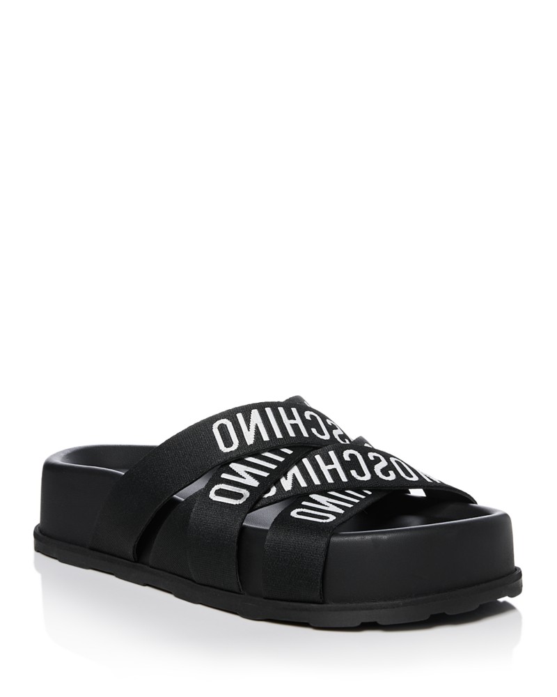 Moschino Women's Crisscross Logo Sandals in Black