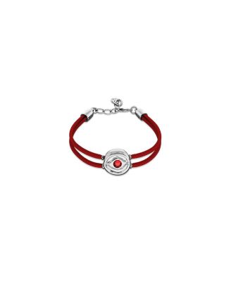  Red Leather Strap with Silver-Plated Eye Detail and Crystal