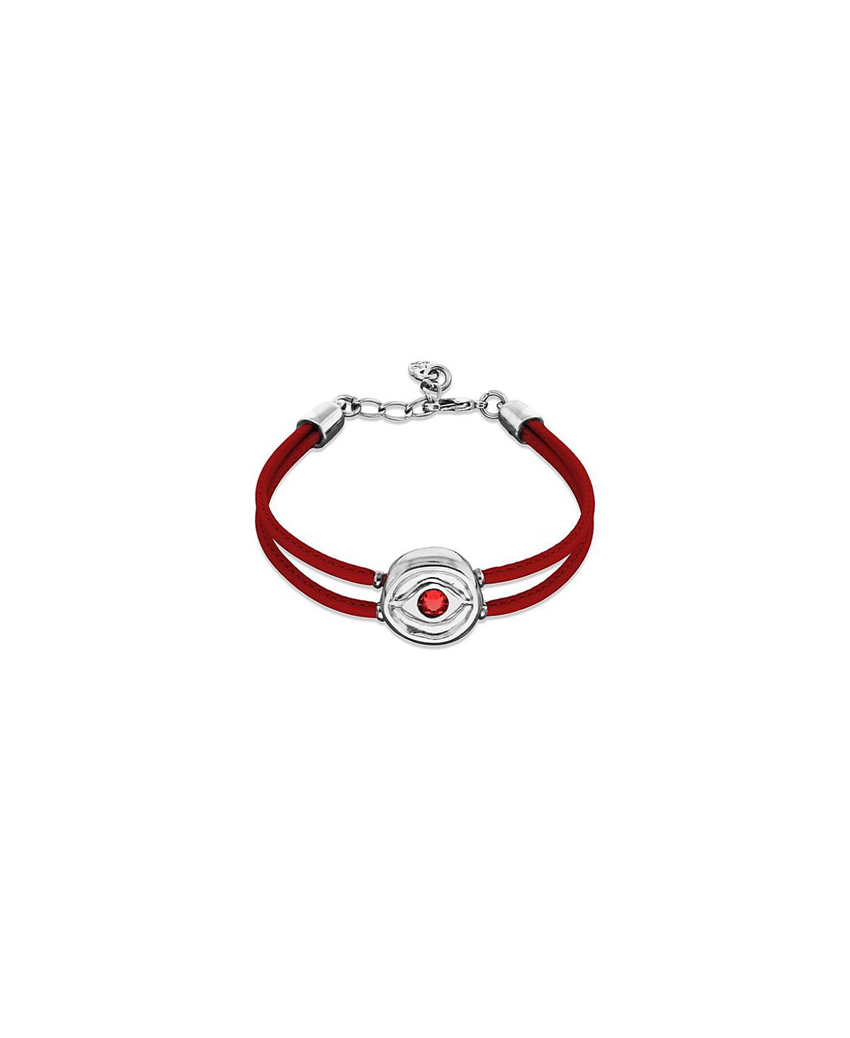 UNOde50 Red Leather Strap with Silver-Plated Eye Detail and Crystal