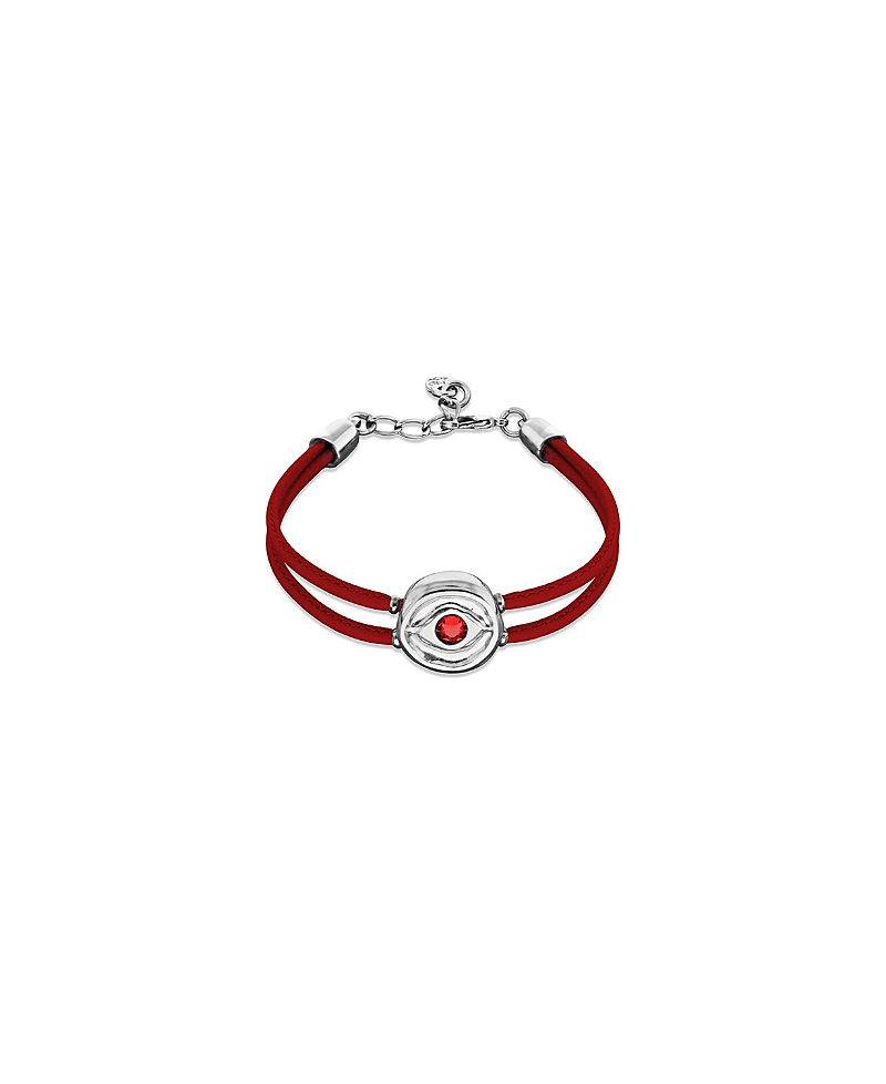 Unode50 Red Leather Strap with Silver-Plated Eye Detail and Crystal