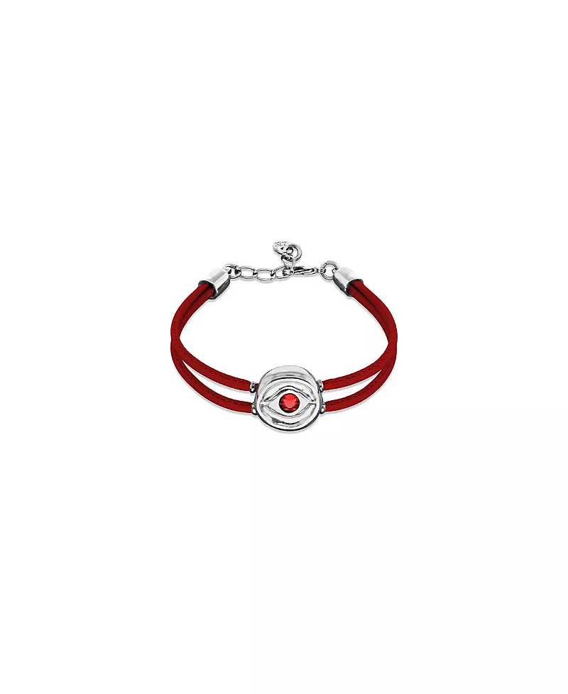 UNOde50 Red Leather Strap with Silver-Plated Eye Detail and Crystal