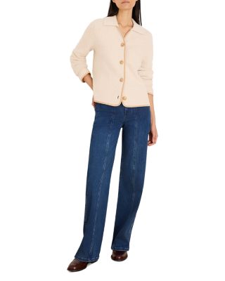 Textured Velvet Corduroy Trim Jacket - thumbnail 2