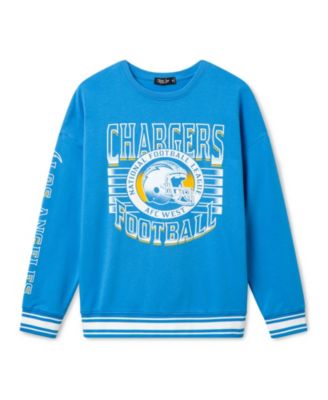  Unisex NFL Los Angeles Chargers Striped Rib Crew Fleece