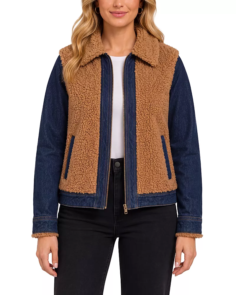 Liverpool Los Angeles Faux Fur Trim Denim Jacket