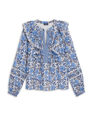 Maren Printed Ruffle Yoke Top