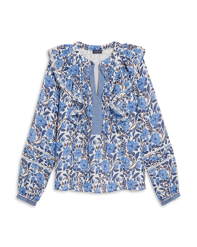 Vineyard Vines Maren Printed Ruffle Yoke Top