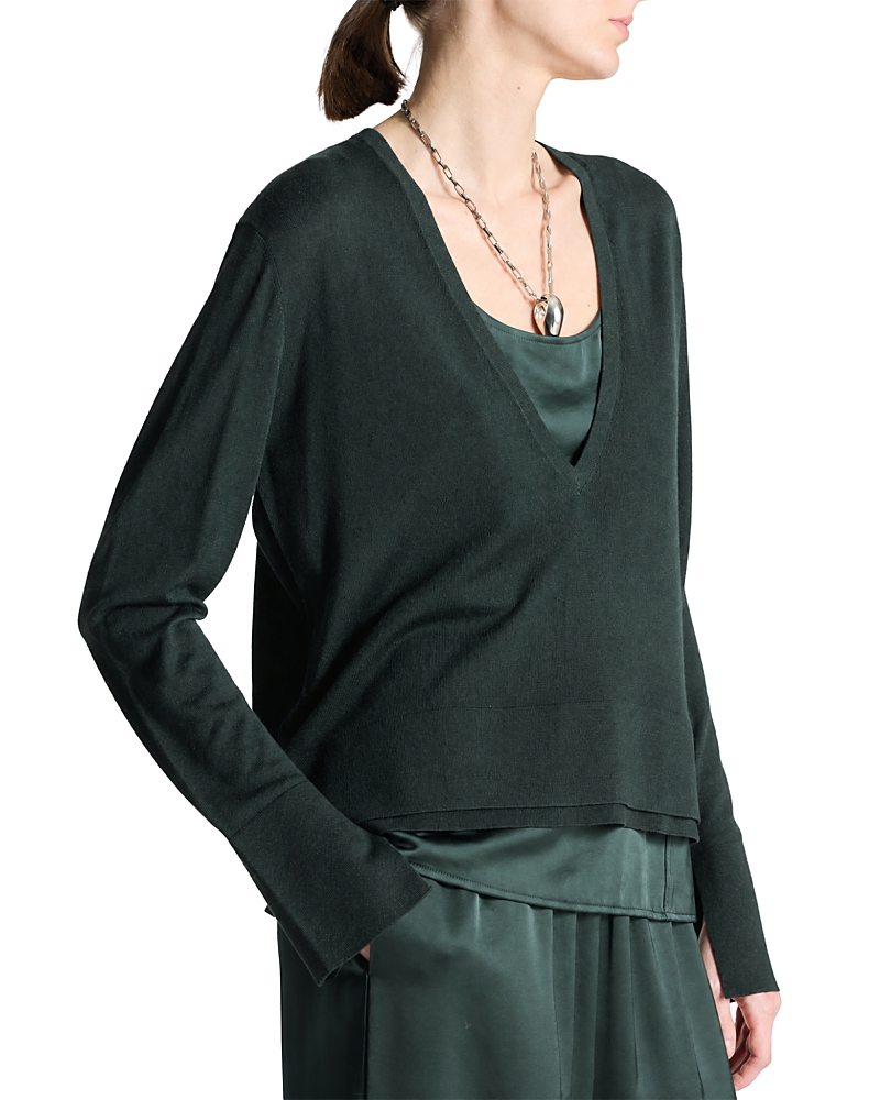 Saint Art Jade Wool V Neck Sweater In Green