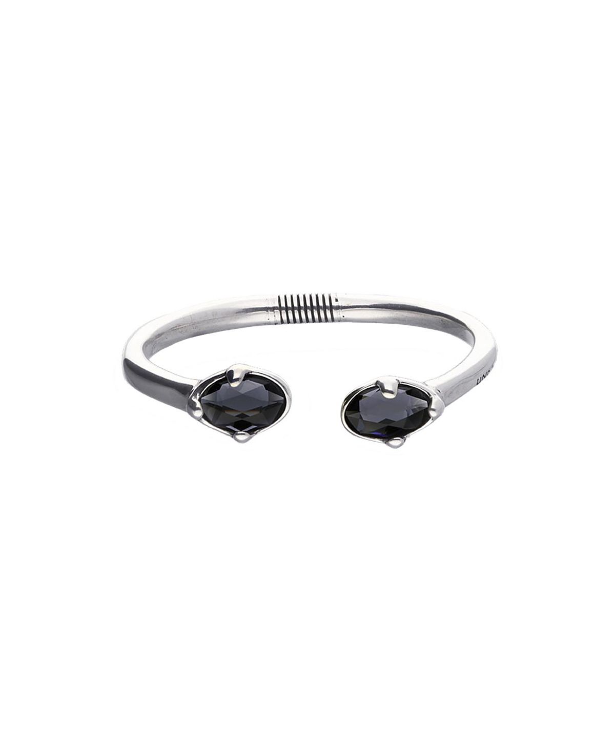 UNOde50 Sterling Silver Plated Rigid Bracelet with Black Crystals