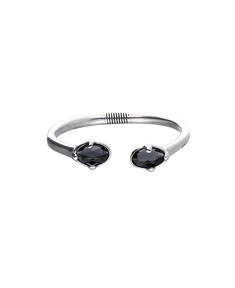 Unode50 Sterling Silver Plated Rigid Bracelet with Black Crystals