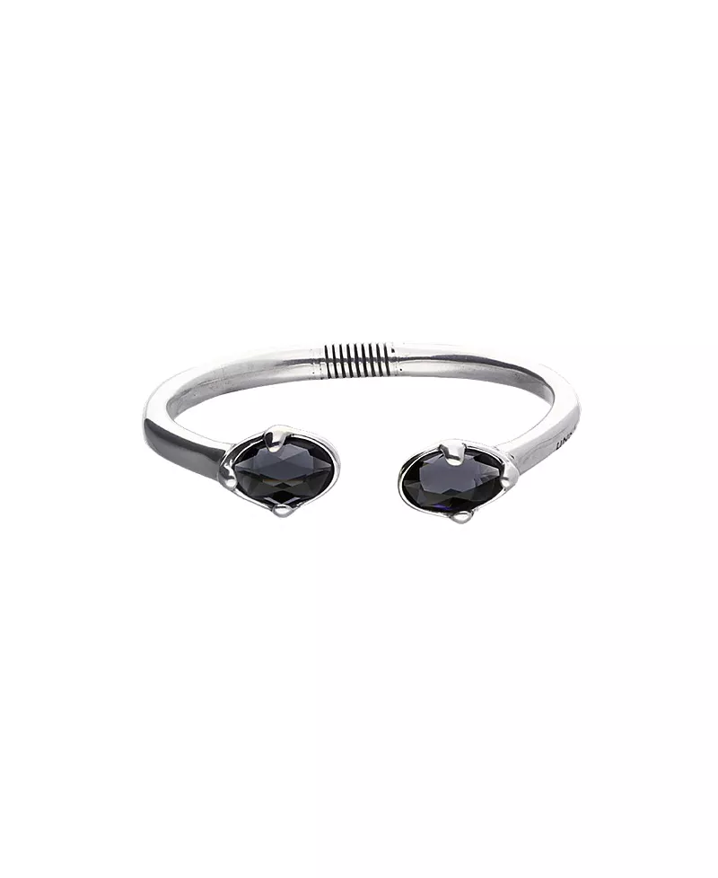 UNOde50 Sterling Silver Plated Rigid Bracelet with Black Crystals