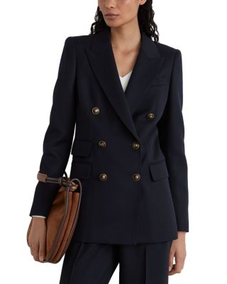 Reiss Lauryn Double Breasted Twill Blazer