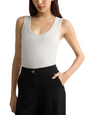 Wool Embellished Neck Tank Top
