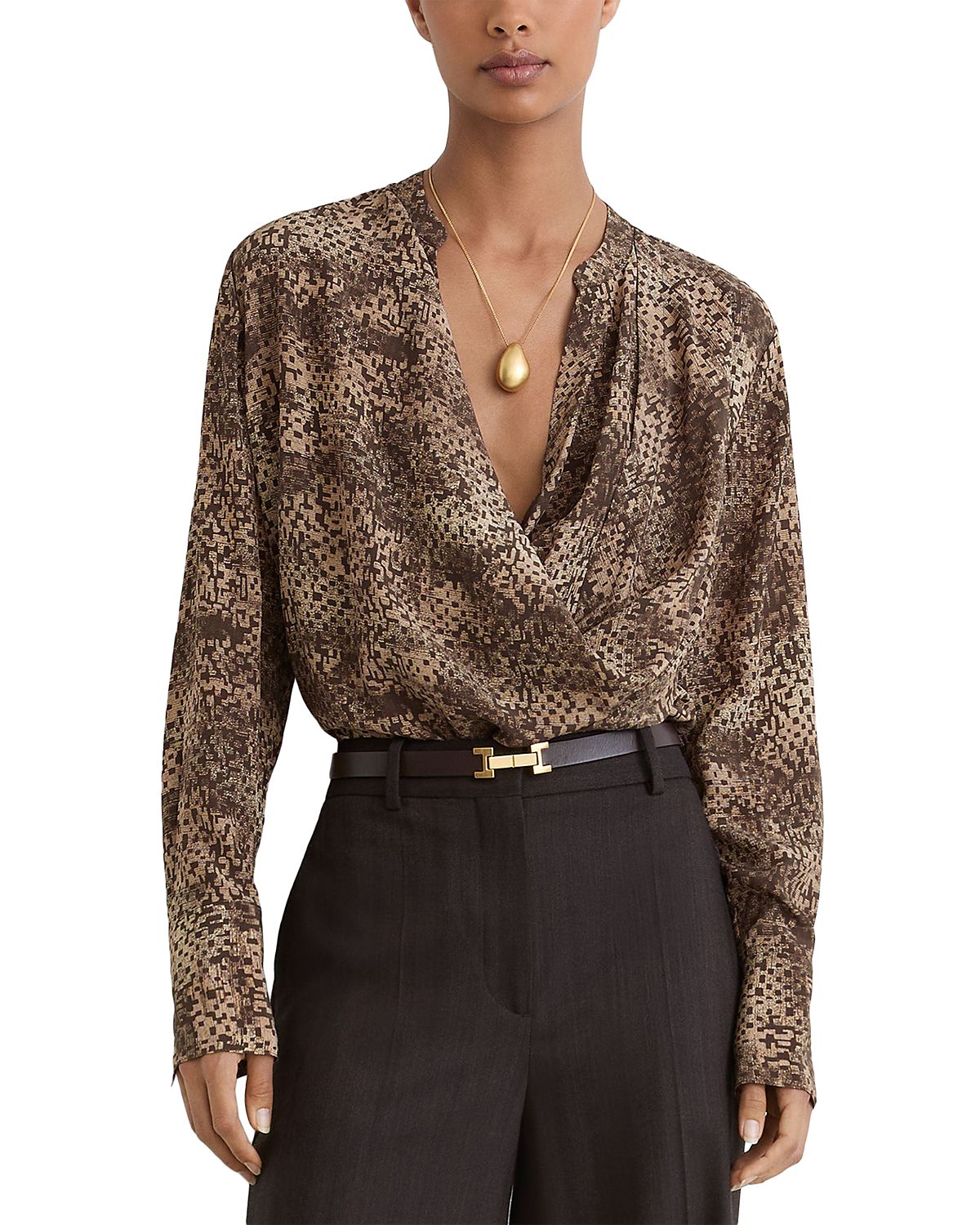 Reiss Silk Draped Top