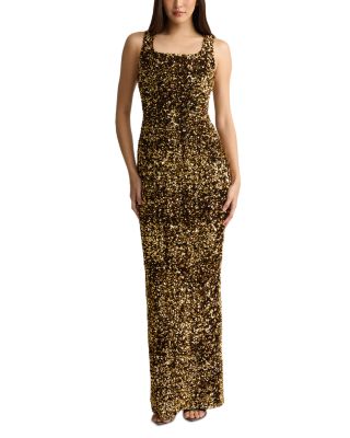 Sequinned Sleeveless Evening Gown