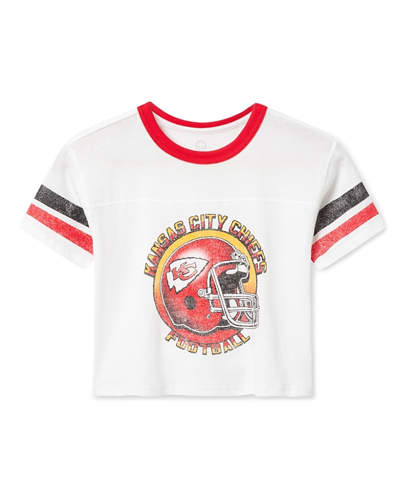 Junk Food Clothing Unisex Kids Kansas City Chiefs Striped Ringer Tee - Little Kid, Big Kid