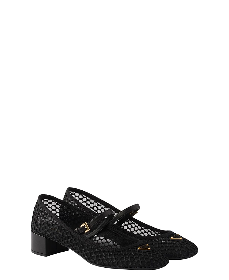 Prada Women's Low Heel Mesh Fabric Ballerinas