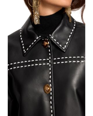 Mira Leather Contrast Stitch Jacket