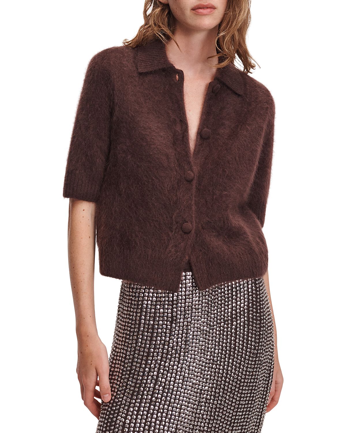 rag & bone Jada Brushed Cashmere Short Sleeve Cardigan