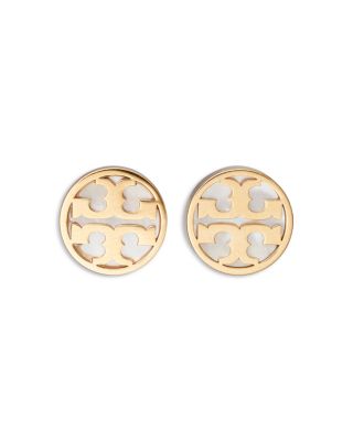 Tory Burch Icon Double T & Mother Of Pearl Stud Earrings