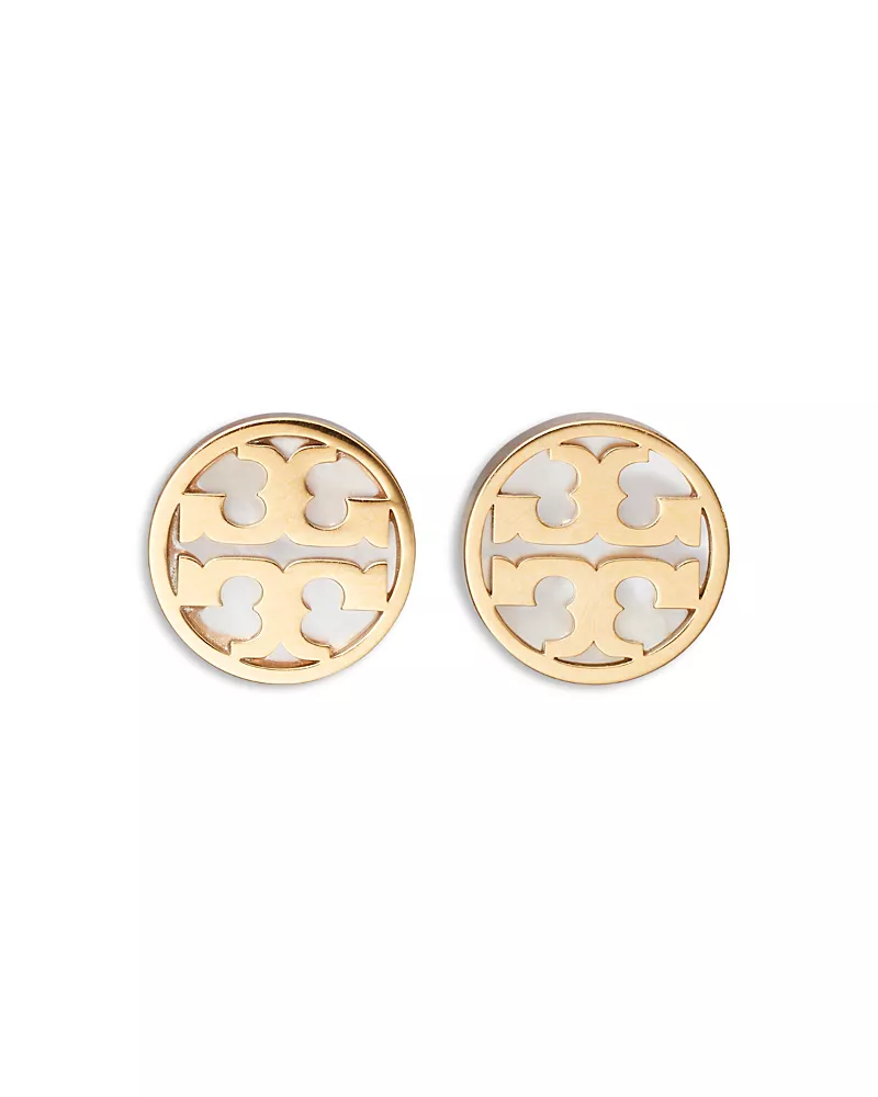 Tory Burch Icon Double T & Mother Of Pearl Stud Earrings