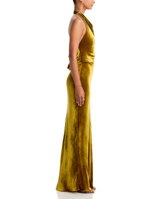 Reannon Velvet Draped Halter Gown
