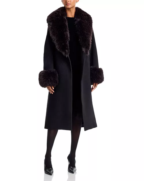 Kinsley Shearling Belted Long Coat