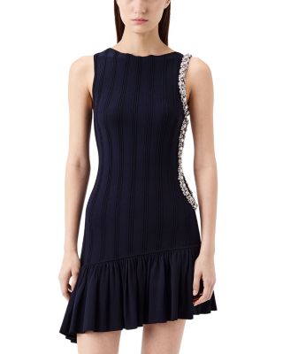 Drop Waist Asymmetrical Beaded Trim Dress