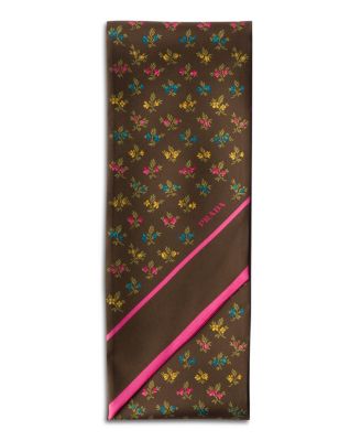  Printed Silk Twill Skinny Scarf