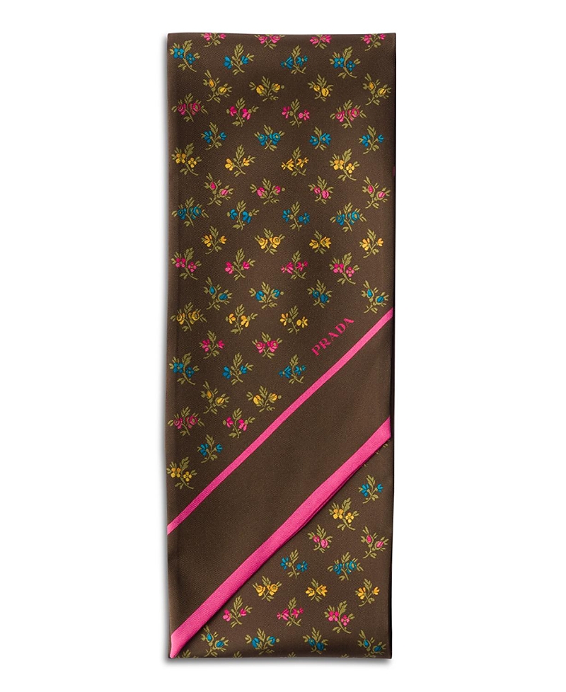 Prada Printed Silk Twill Skinny Scarf · OS